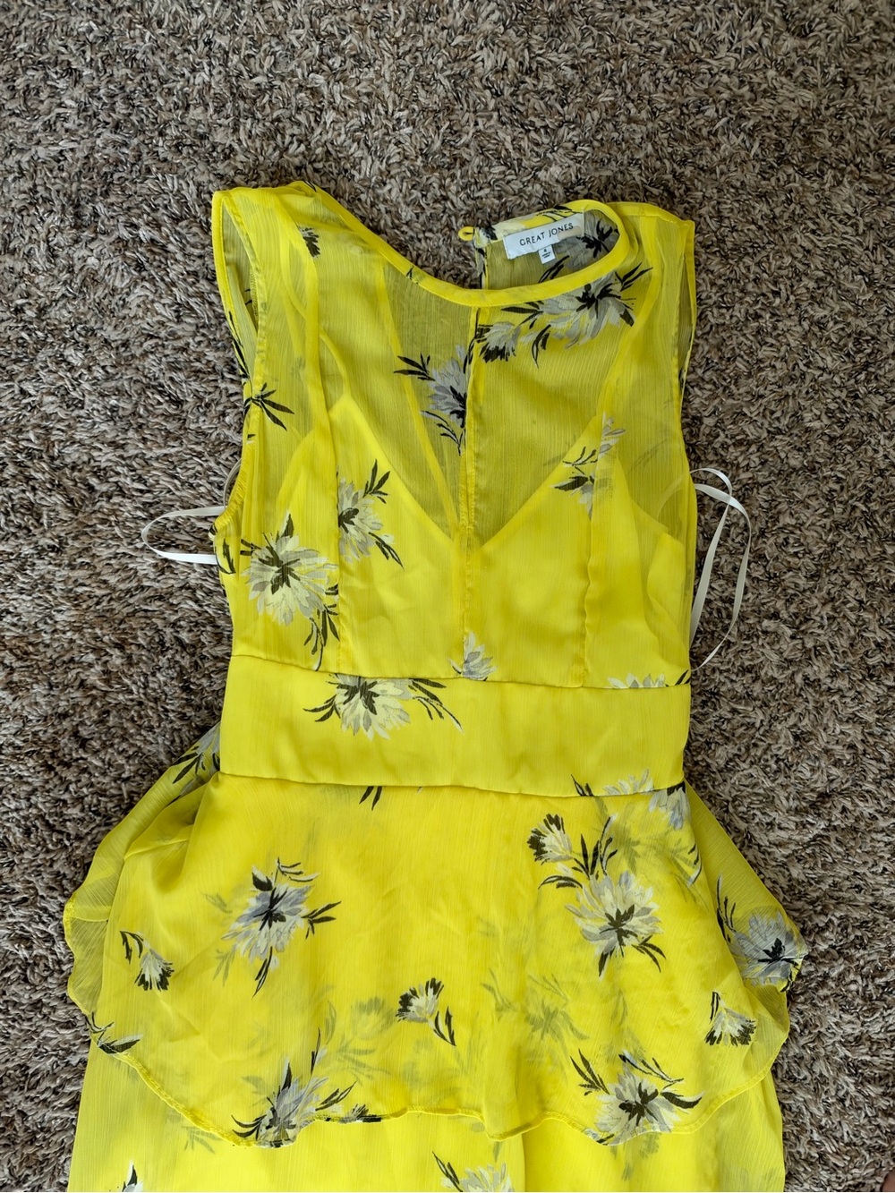 Bright Yellow Floral Tiered Formal Dress by Craft & Ivy